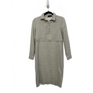 Roolee Mom Long Sleeve Gray Collared Dress Breastfeeding Hidden Zipper Small